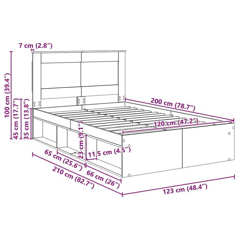 Casa si Gradina - Mobilier - Paturi si accesorii - Paturi - Cadru de pat Stejar artizanal 120 x 200 cm Lemn de pin masiv - Infinity.ro