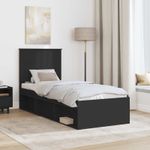 Casa si Gradina - Mobilier - Paturi si accesorii - Paturi - Cadru de pat cu headboard Negru 75 x 190 cm Lemn de pin masiv - Infinity.ro