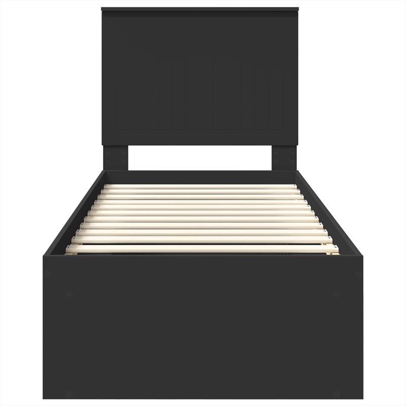 Casa si Gradina - Mobilier - Paturi si accesorii - Paturi - Cadru de pat cu headboard Negru 75 x 190 cm Lemn de pin masiv - Infinity.ro