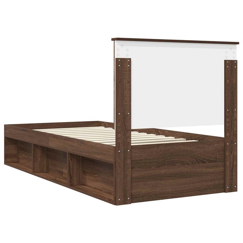 Casa si Gradina - Mobilier - Paturi si accesorii - Paturi - Cadru de pat Stejar inchis 90 x 190 cm Lemn de pin masiv - Infinity.ro