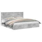 Casa si Gradina - Mobilier - Paturi si accesorii - Paturi - Pat cu storage Gri din beton 200 x 200 cm Lemn compozit - Infinity.ro