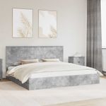 Casa si Gradina - Mobilier - Paturi si accesorii - Paturi - Pat cu storage Gri din beton 200 x 200 cm Lemn compozit - Infinity.ro