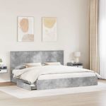 Casa si Gradina - Mobilier - Paturi si accesorii - Paturi - Pat cu storage Gri din beton 200 x 200 cm Lemn compozit - Infinity.ro