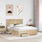 Casa si Gradina - Mobilier - Paturi si accesorii - Paturi - Cadru de pat cu sertar Stejar Sonoma 140 x 190 cm Lemn compozit - Infinity.ro