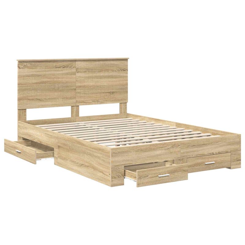 Casa si Gradina - Mobilier - Paturi si accesorii - Paturi - Cadru de pat cu sertar Stejar Sonoma 140 x 190 cm Lemn compozit - Infinity.ro