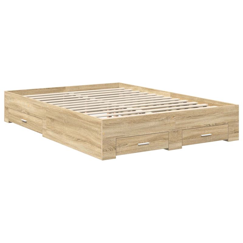 Casa si Gradina - Mobilier - Paturi si accesorii - Paturi - Cadru de pat cu sertar Stejar Sonoma 140 x 190 cm Lemn compozit - Infinity.ro