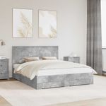 Casa si Gradina - Mobilier - Paturi si accesorii - Paturi - Cadru de pat cu sertar Gri din beton 160 x 200 cm Lemn compozit - Infinity.ro