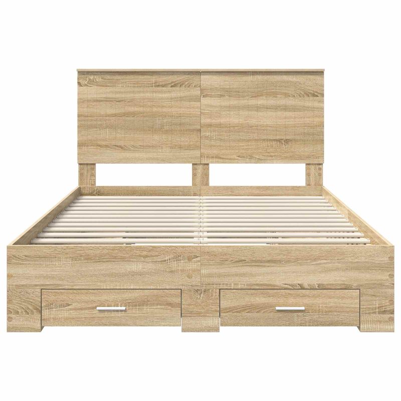 Casa si Gradina - Mobilier - Paturi si accesorii - Paturi - Cadru de pat cu sertar Stejar Sonoma 140 x 190 cm Lemn compozit - Infinity.ro