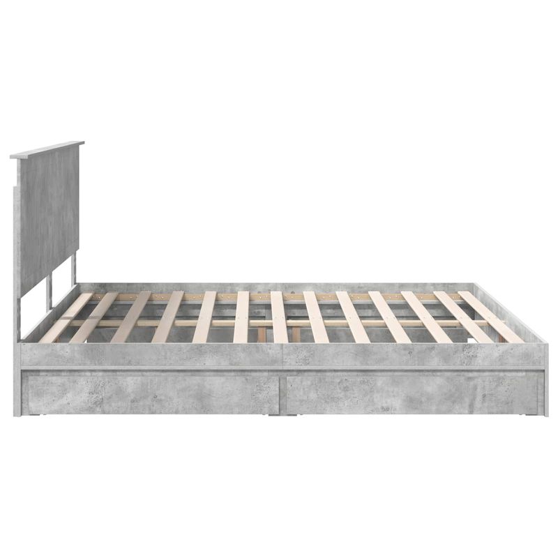 Casa si Gradina - Mobilier - Paturi si accesorii - Paturi - Pat cu storage Gri din beton 200 x 200 cm Lemn compozit - Infinity.ro