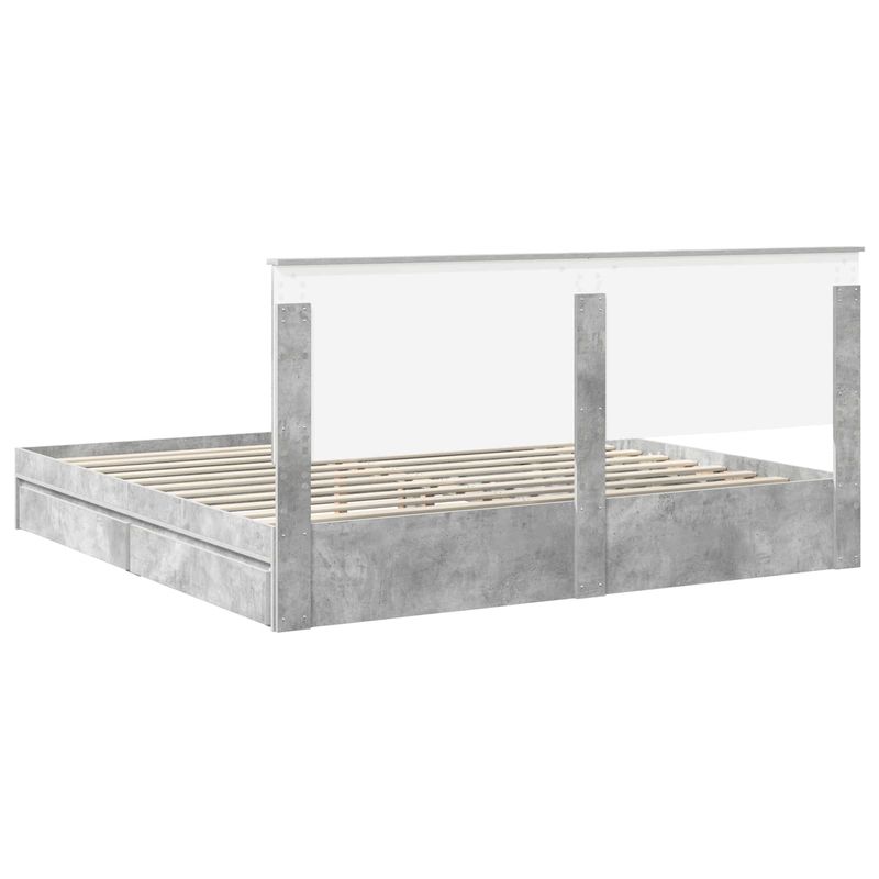 Casa si Gradina - Mobilier - Paturi si accesorii - Paturi - Pat cu storage Gri din beton 200 x 200 cm Lemn compozit - Infinity.ro