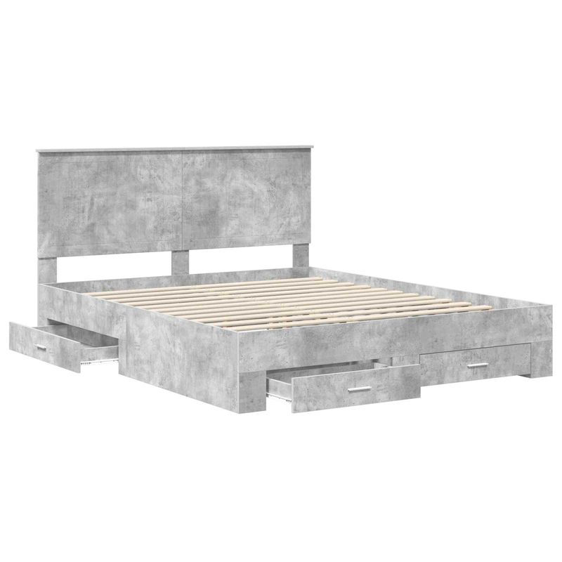 Casa si Gradina - Mobilier - Paturi si accesorii - Paturi - Cadru de pat cu sertar Gri din beton 160 x 200 cm Lemn compozit - Infinity.ro