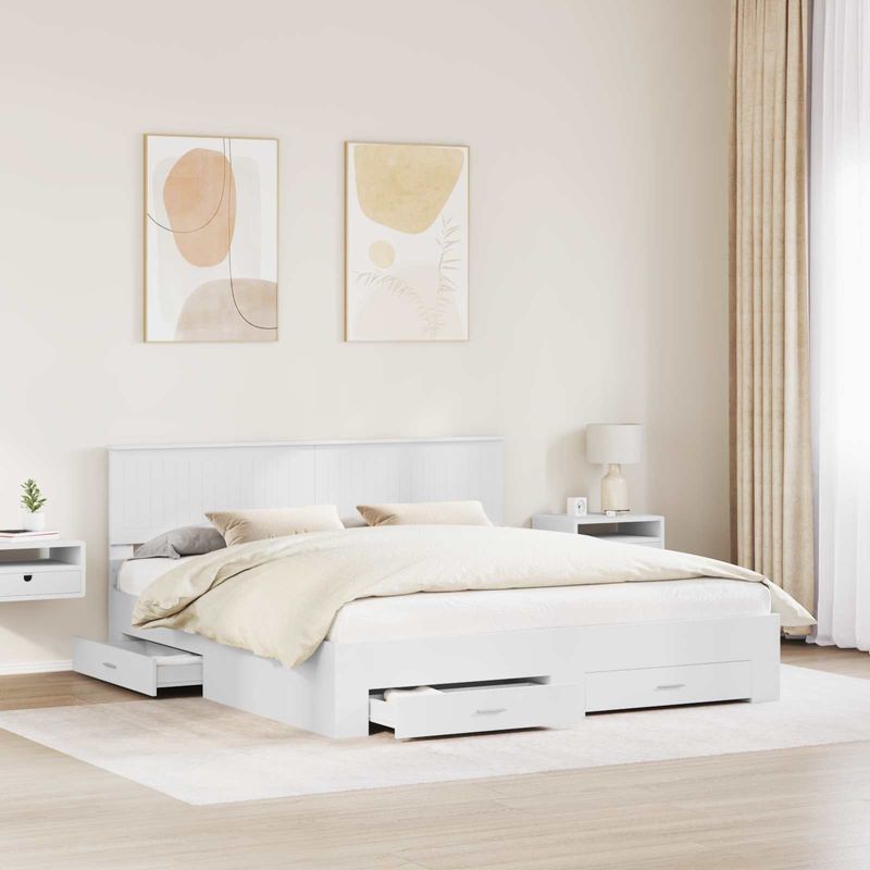 Casa si Gradina - Mobilier - Paturi si accesorii - Paturi - Cadru de pat cu headboard Alb 180 x 200 cm Lemn compozit - Infinity.ro