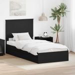 Casa si Gradina - Mobilier - Paturi si accesorii - Paturi - Pat cu storage cu headboard Negru 90 x 190 cm Lemn compozit - Infinity.ro