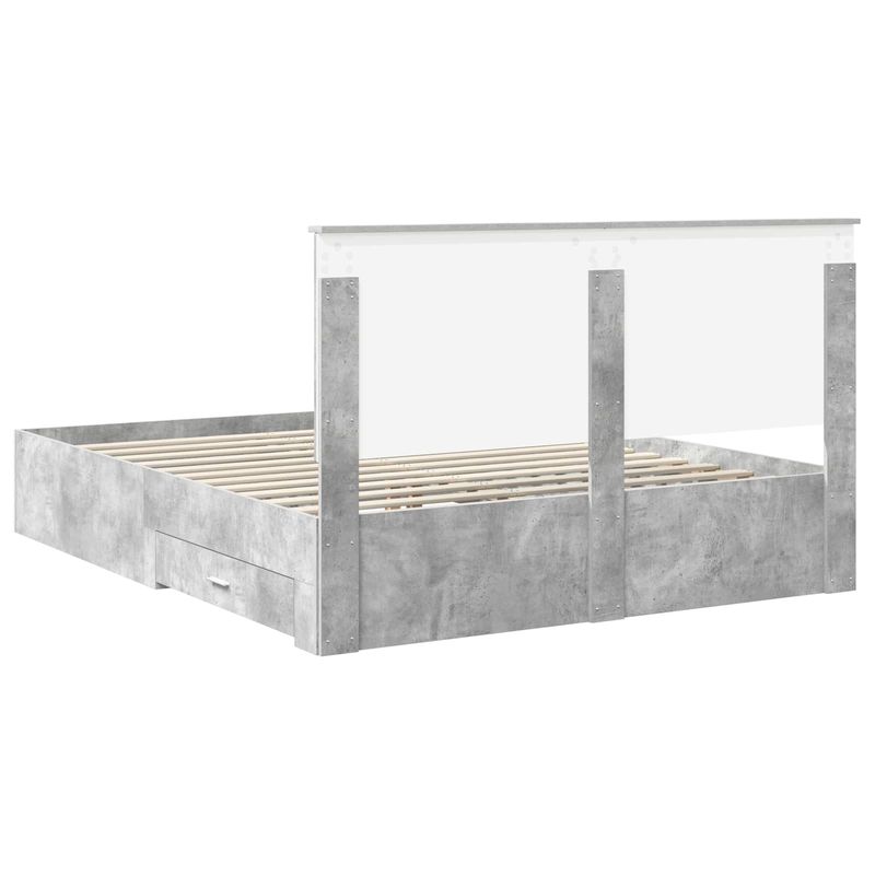 Casa si Gradina - Mobilier - Paturi si accesorii - Paturi - Cadru de pat cu sertar Gri din beton 160 x 200 cm Lemn compozit - Infinity.ro