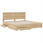 Casa si Gradina - Mobilier - Paturi si accesorii - Paturi - Cadru de pat cu sertar Stejar Sonoma 200 x 200 cm Lemn compozit - Infinity.ro
