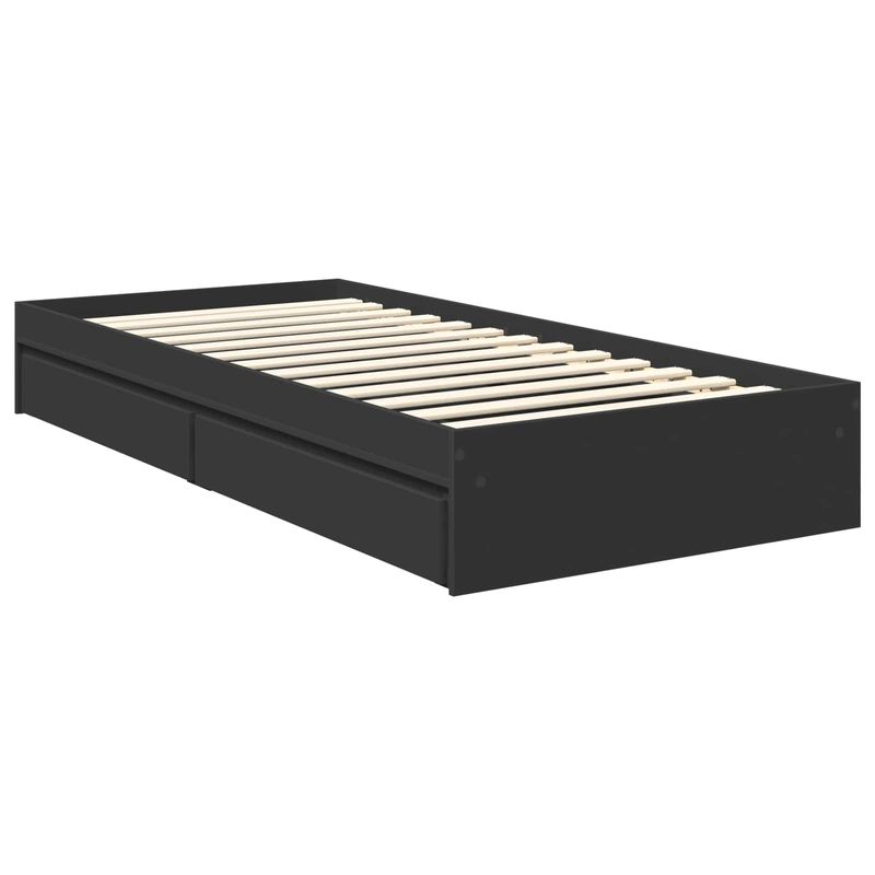 Casa si Gradina - Mobilier - Paturi si accesorii - Paturi - Pat cu storage cu headboard Negru 90 x 190 cm Lemn compozit - Infinity.ro