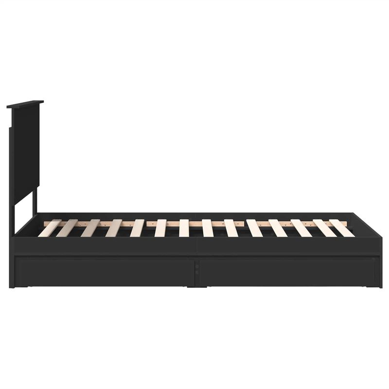 Casa si Gradina - Mobilier - Paturi si accesorii - Paturi - Pat cu storage cu headboard Negru 90 x 190 cm Lemn compozit - Infinity.ro