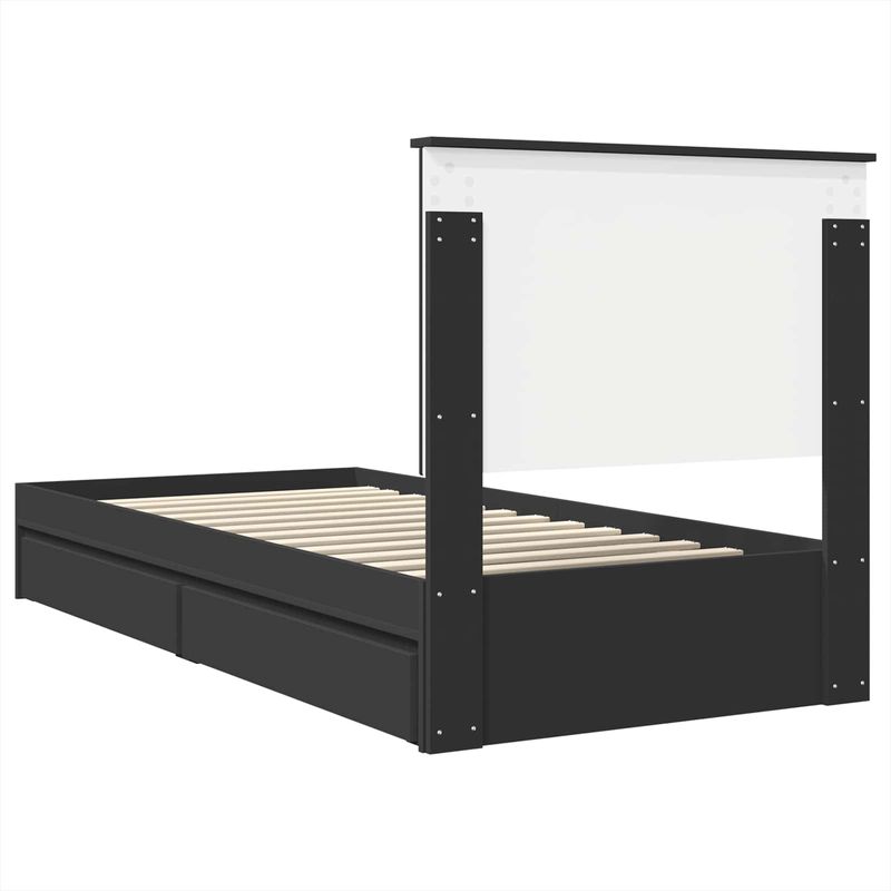 Casa si Gradina - Mobilier - Paturi si accesorii - Paturi - Pat cu storage cu headboard Negru 90 x 190 cm Lemn compozit - Infinity.ro