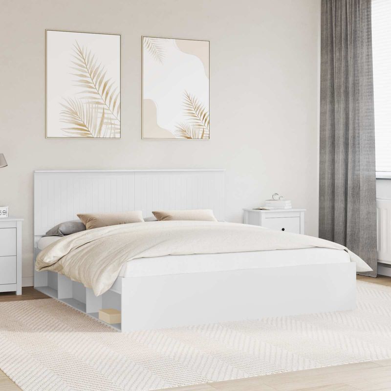 Casa si Gradina - Mobilier - Paturi si accesorii - Paturi - Cadru de pat cu headboard Alb 180 x 200 cm Lemn de pin masiv - Infinity.ro