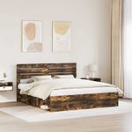 Casa si Gradina - Mobilier - Paturi si accesorii - Paturi - Cadru de pat Stejar fumuriu 180 x 200 cm Lemn de pin masiv - Infinity.ro