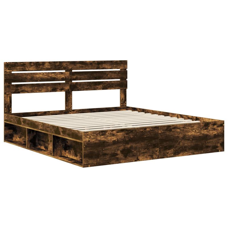 Casa si Gradina - Mobilier - Paturi si accesorii - Paturi - Cadru de pat Stejar fumuriu 180 x 200 cm Lemn de pin masiv - Infinity.ro