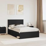 Casa si Gradina - Mobilier - Paturi si accesorii - Paturi - Cadru de pat cu headboard Negru 120 x 200 cm Lemn de pin masiv - Infinity.ro