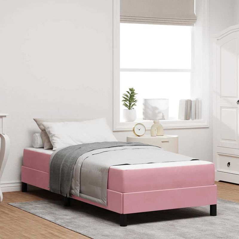 Casa si Gradina - Mobilier - Paturi si accesorii - Paturi - Pat cu arcuri cu saltea Roz 90 x 210 cm tesatura - Infinity.ro