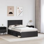 Casa si Gradina - Mobilier - Paturi si accesorii - Paturi - Cadru de pat cu headboard Negru 120 x 200 cm Lemn de pin masiv - Infinity.ro
