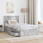 Casa si Gradina - Mobilier - Paturi si accesorii - Paturi - Cadru de pat cu sertar Gri din beton 100 x 200 cm Lemn compozit - Infinity.ro