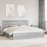 Casa si Gradina - Mobilier - Paturi si accesorii - Paturi - Cadru de pat Gri Sonoma 200 x 200 cm Lemn de pin masiv - Infinity.ro