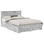 Casa si Gradina - Mobilier - Paturi si accesorii - Paturi - Cadru de pat cu sertar Gri din beton 140 x 190 cm Lemn compozit - Infinity.ro