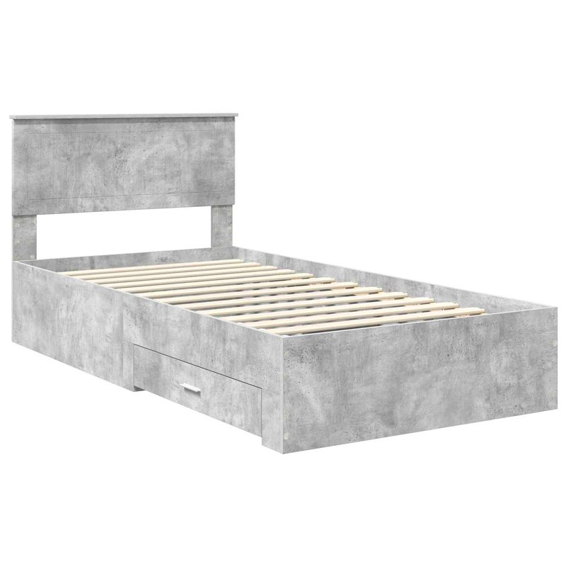 Casa si Gradina - Mobilier - Paturi si accesorii - Paturi - Cadru de pat cu sertar Gri din beton 100 x 200 cm Lemn compozit - Infinity.ro
