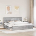 Casa si Gradina - Mobilier - Paturi si accesorii - Paturi - Cadru de pat Gri Sonoma 200 x 200 cm Lemn de pin masiv - Infinity.ro