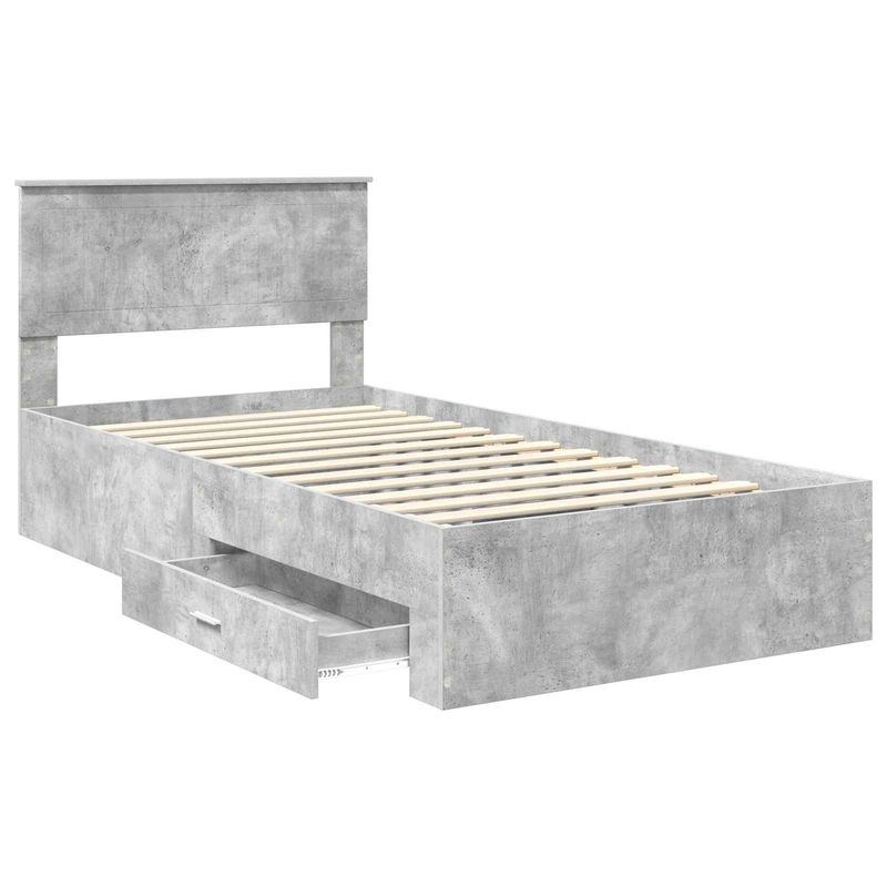 Casa si Gradina - Mobilier - Paturi si accesorii - Paturi - Cadru de pat cu sertar Gri din beton 100 x 200 cm Lemn compozit - Infinity.ro