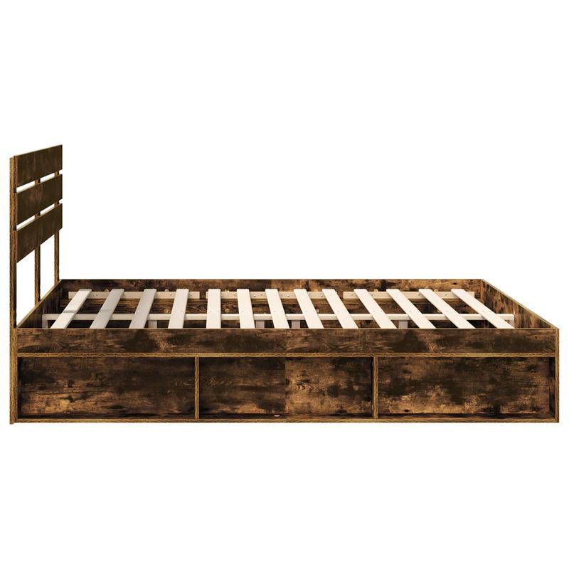 Casa si Gradina - Mobilier - Paturi si accesorii - Paturi - Cadru de pat Stejar fumuriu 180 x 200 cm Lemn de pin masiv - Infinity.ro