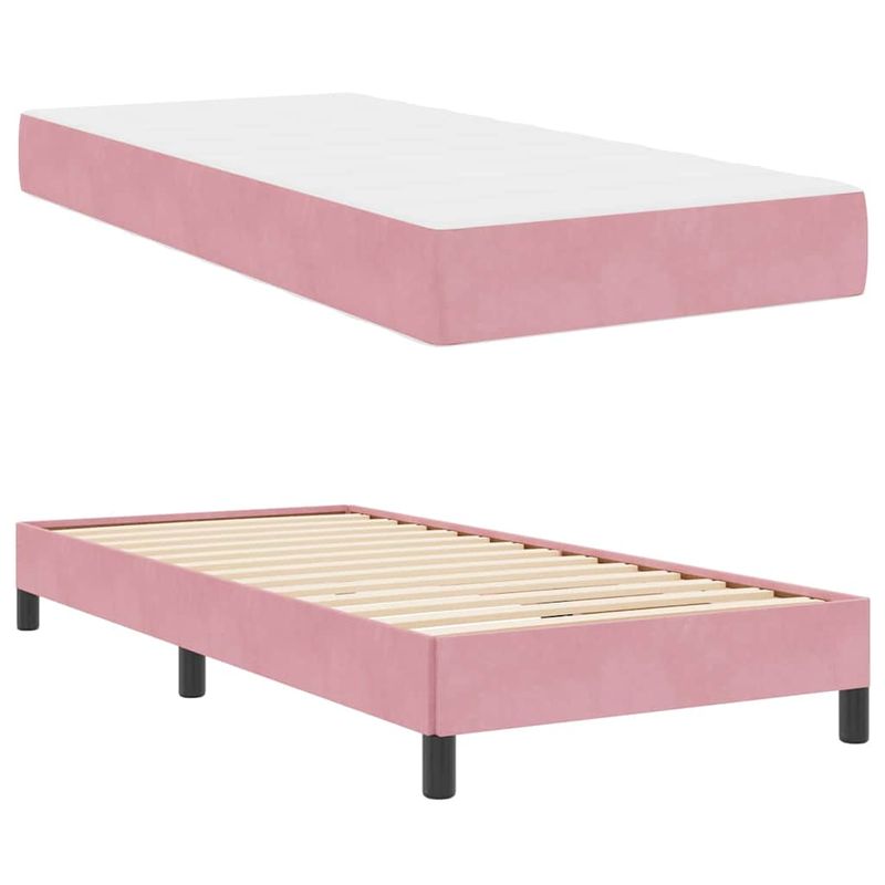 Casa si Gradina - Mobilier - Paturi si accesorii - Paturi - Pat cu arcuri cu saltea Roz 90 x 210 cm tesatura - Infinity.ro