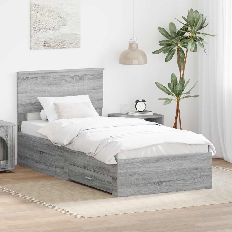 Casa si Gradina - Mobilier - Paturi si accesorii - Paturi - Cadru de pat cu headboard Gri Sonoma 90 x 200 cm Lemn compozit - Infinity.ro