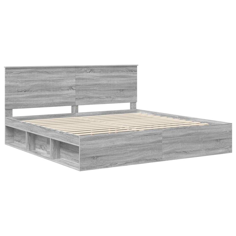 Casa si Gradina - Mobilier - Paturi si accesorii - Paturi - Cadru de pat Gri Sonoma 200 x 200 cm Lemn de pin masiv - Infinity.ro