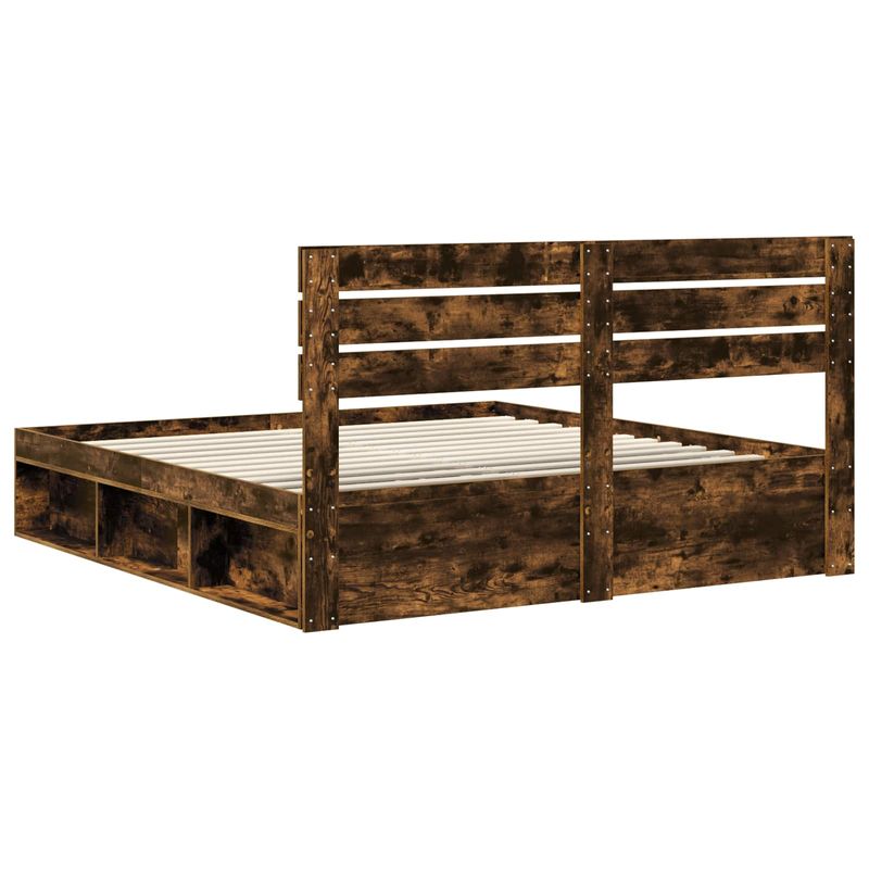 Casa si Gradina - Mobilier - Paturi si accesorii - Paturi - Cadru de pat Stejar fumuriu 180 x 200 cm Lemn de pin masiv - Infinity.ro