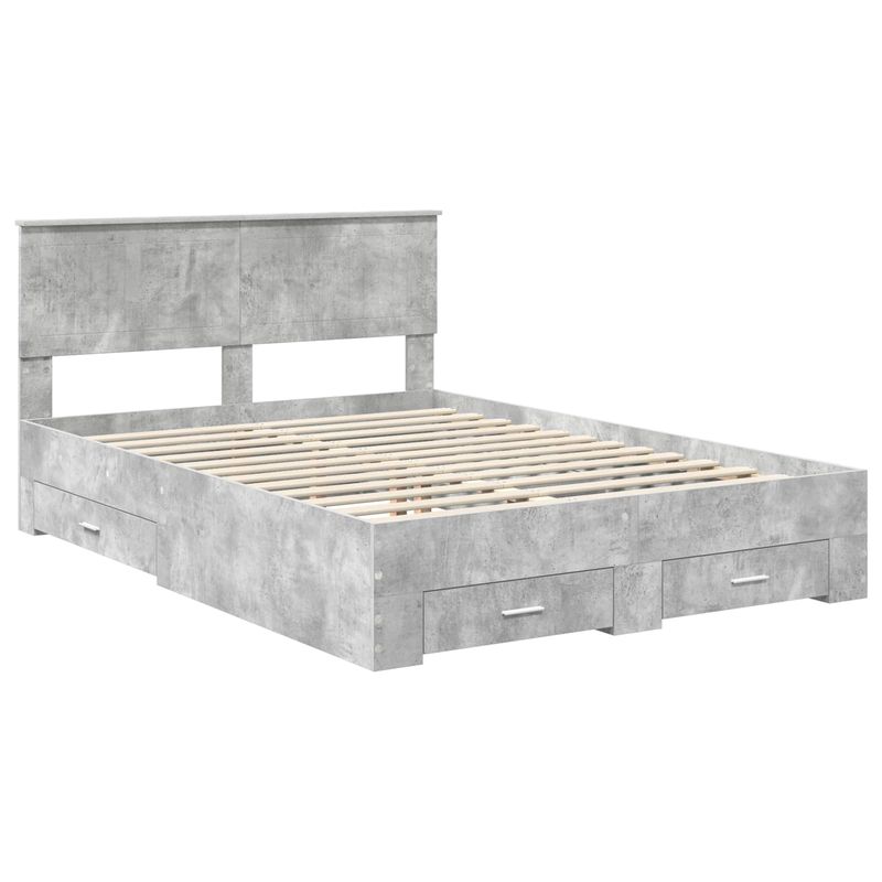 Casa si Gradina - Mobilier - Paturi si accesorii - Paturi - Cadru de pat cu sertar Gri din beton 140 x 190 cm Lemn compozit - Infinity.ro
