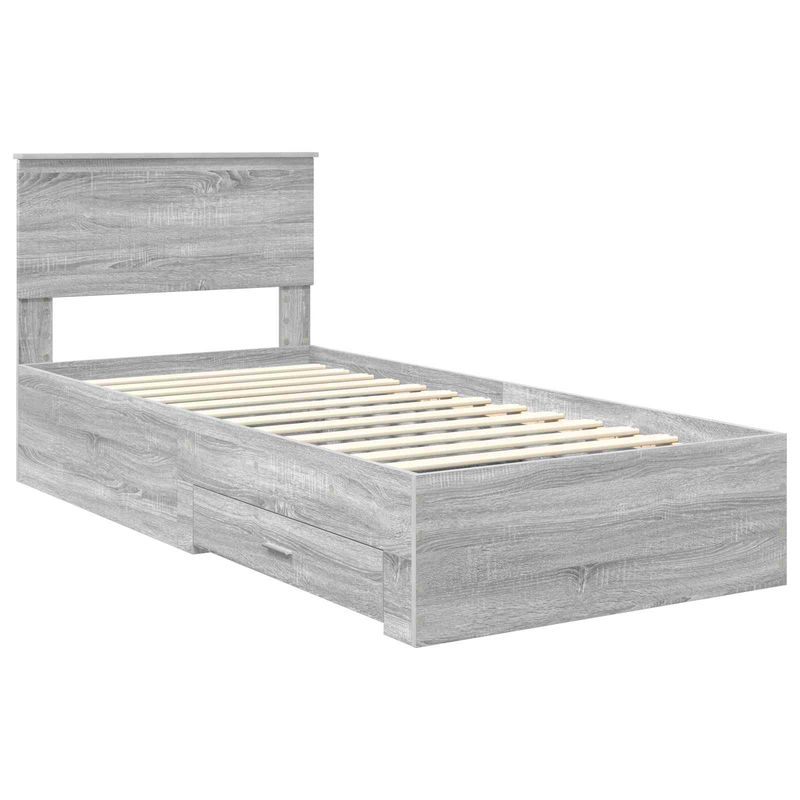 Casa si Gradina - Mobilier - Paturi si accesorii - Paturi - Cadru de pat cu headboard Gri Sonoma 90 x 200 cm Lemn compozit - Infinity.ro