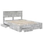 Casa si Gradina - Mobilier - Paturi si accesorii - Paturi - Cadru de pat cu sertar Gri din beton 140 x 190 cm Lemn compozit - Infinity.ro