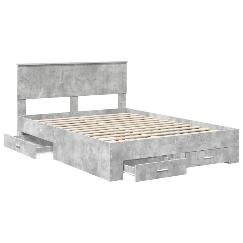 Casa si Gradina - Mobilier - Paturi si accesorii - Paturi - Cadru de pat cu sertar Gri din beton 140 x 190 cm Lemn compozit - Infinity.ro