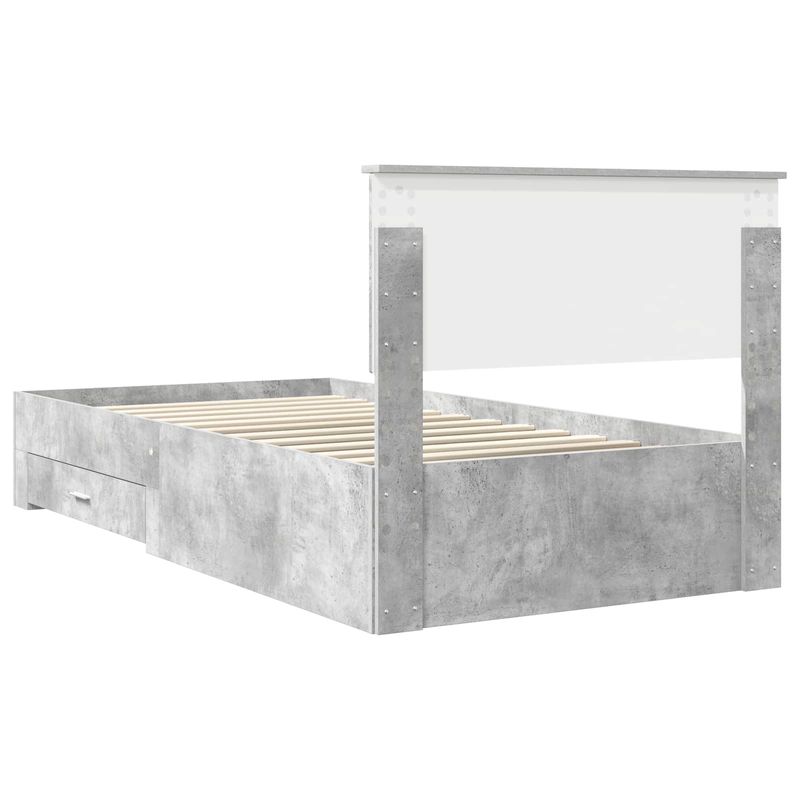 Casa si Gradina - Mobilier - Paturi si accesorii - Paturi - Cadru de pat cu sertar Gri din beton 100 x 200 cm Lemn compozit - Infinity.ro
