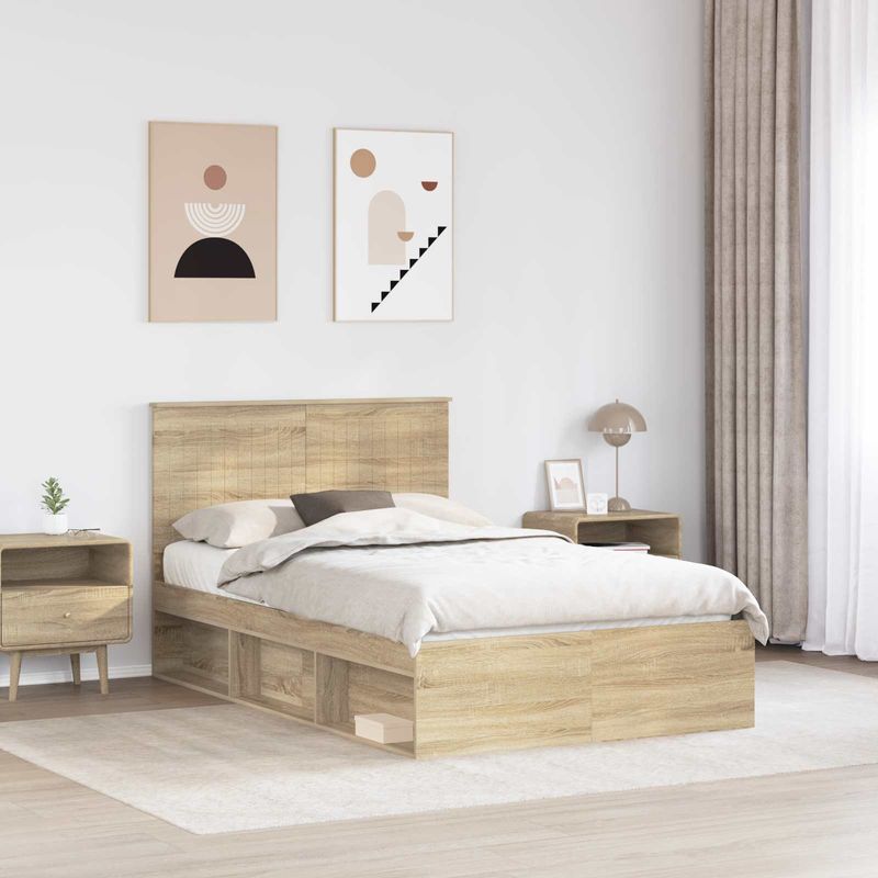 Casa si Gradina - Mobilier - Paturi si accesorii - Paturi - Cadru de pat cu headboard Sonoma 120 x 200 cm Lemn de pin masiv - Infinity.ro