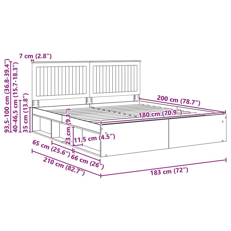 Casa si Gradina - Mobilier - Paturi si accesorii - Paturi - Cadru de pat cu headboard Alb 180 x 200 cm Lemn de pin masiv - Infinity.ro
