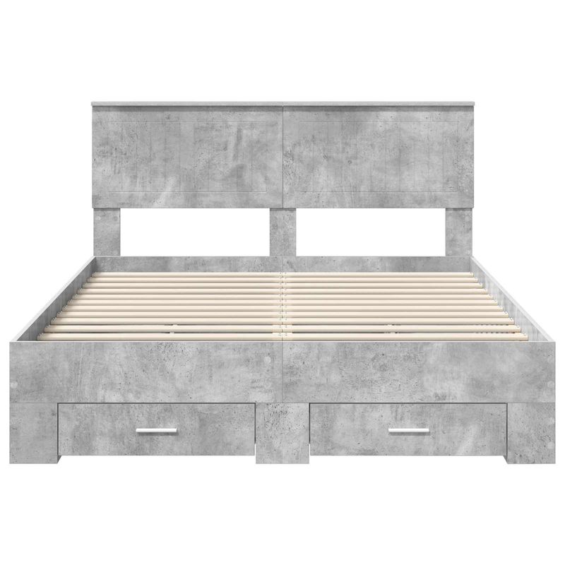 Casa si Gradina - Mobilier - Paturi si accesorii - Paturi - Cadru de pat cu sertar Gri din beton 140 x 190 cm Lemn compozit - Infinity.ro