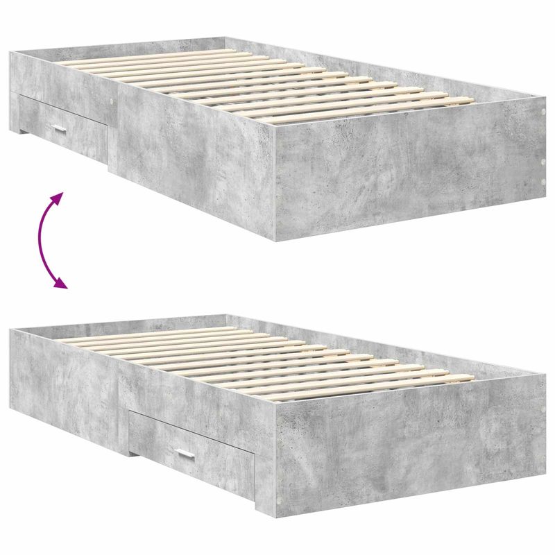Casa si Gradina - Mobilier - Paturi si accesorii - Paturi - Cadru de pat cu sertar Gri din beton 100 x 200 cm Lemn compozit - Infinity.ro
