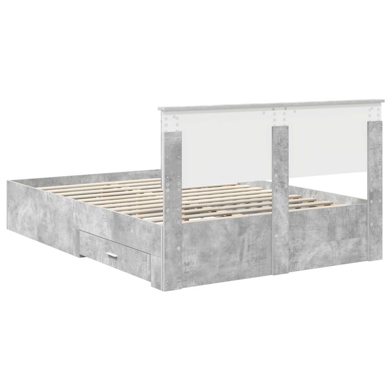 Casa si Gradina - Mobilier - Paturi si accesorii - Paturi - Cadru de pat cu sertar Gri din beton 140 x 190 cm Lemn compozit - Infinity.ro