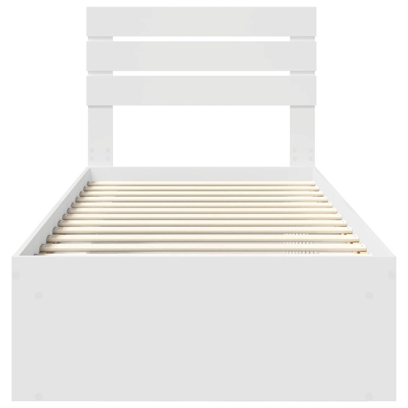 Casa si Gradina - Mobilier - Paturi si accesorii - Paturi - Cadru de pat cu headboard Alb 90 x 200 cm Lemn de pin masiv - Infinity.ro